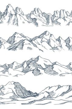 the mountain range is drawn in pencil and then it's made to look like mountains