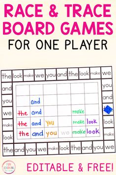 a printable race and trace board game for one player with the words, i love you