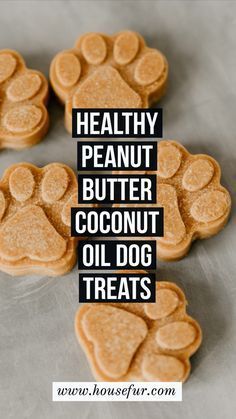 healthy peanut butter coconut oil dog treats with the words, healthy peanut butter coconut oil dog treats