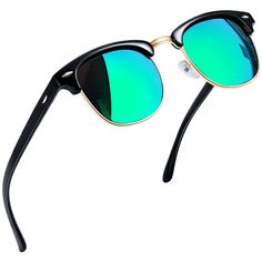 PRICES MAY VARY. ✔CHIC UNISEX CLUB MASTER SUNGLASSES - Joopin semi rim neon green sunglasses for women men provide you the most fashionable wearing experience. This chic browline with classic horn rimmed retro sunglasses never out of date. Green men sunglasses make you more mysterious and stylish. Joopin exclusive precise cut of black frame glasses for women fits all face shapes. Green lens glasses rock your personal outfit, showing your unique charm. Be the truest yourself with Joopin teal sung Cheap Anti-reflective Sunglasses For Outdoor, Green Anti-reflective Sunglasses For Sports, Modern Green Anti-reflective Sunglasses, Browline Sunglasses, Elegant Sunglasses, Modern Green Sunglasses With Anti-reflective Coating, Cheap Men's Anti-reflective Aviator Sunglasses, Casual Sunglasses, Polarized Glasses