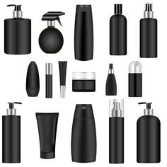 a set of black bathroom accessories on a white background