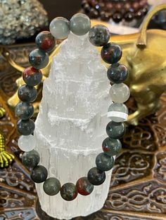 Courage Purify Protection High Quality African Bloodstone, Adornment Jewelry, Spiritual Candles, Bracelet Keychains, Incense Holders, Mala Bracelet, Beaded Skull, Beaded Top, String Bracelet