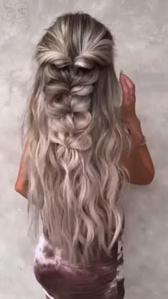 Ponytails For Brides, Long Extension Hairstyles Wedding, Mid Back Length Hair Styles, Hair Styles With Extensions In, Long Hairstyles For Formal Events, Half Up Braided Hairstyles, Long Braids Hairstyles, Boho Braid, Seamless Hair Extensions