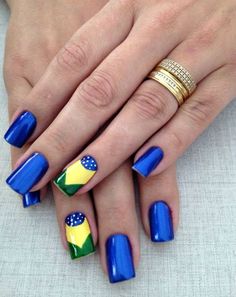 Unhas decoradas copa do mundo 2018 Ombre Manicure, Summer Toe Nails, Polka Dot Nails, Seasonal Nails, Blue Nail Designs, Trendy Nail Design, Simple Nail Designs, Types Of Nails, Blue Nails