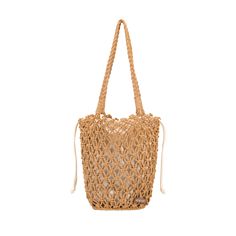 Hvisk | Lolly Tote in Tan / Brown Small net bag made with macramé technique. The bag has one big compartment.H30 cm x W29 cm x D14 cmMain Material: Cotton, Lining: 100% Recycled Polyester Womens Designer Bags, Black Crane, Net Bag, The Bag, Gift Store, Womens Tote, Tan Brown, Corporate Gifts, Bag Making