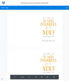 two screenshots showing the same font and numbers for thank you cards, one in gold