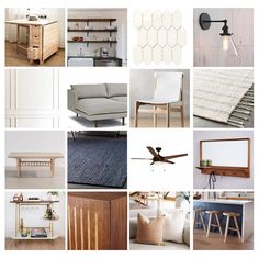 a collage of different furniture and decor items