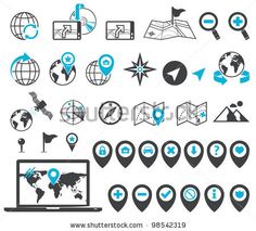 a set of map pointers and icons