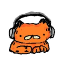 an orange cat with headphones on