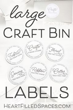 labels for large craft bins with the words labels on them