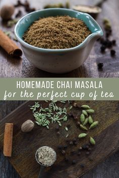 homemade chai masala for the perfect cup of tea with cinnamon and cardamoa