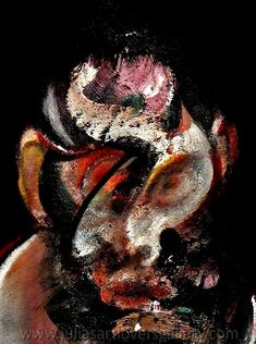 an abstract painting of a man's face