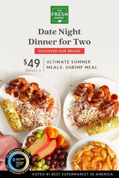 an advertisement for the fresh market dinner for two