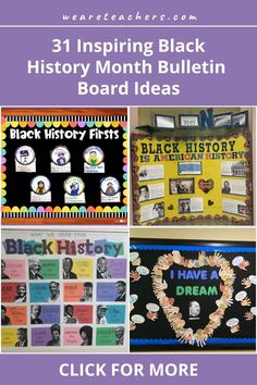 three different bulletin boards with the words black history on them