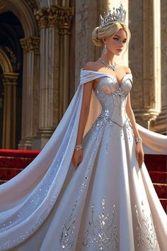 Queen Dresses, Outfits Female, Queen Outfit, Goddess Dress, Fantasy Gowns, Fantasy Dress, Evening Dresses Elegant, Fancy Outfits, Fantasy Clothing