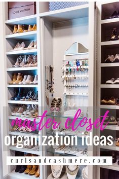 a closet filled with lots of shoes and other items that are organized in the closet