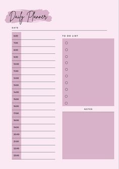 the daily planner is shown in pink