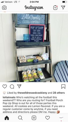 the instagram page is displayed with an image of a shelf filled with food and drinks