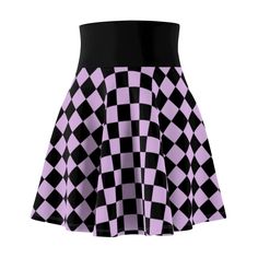 "Well made flouncy and great fitting skater skirt. Print patterns feature BellaMonicaARTs design. Cozy, soft, casual fit. Waist width, in XS 25.04 S 27.02 M 29.06 L 31.5 XL 34.5 2XL 37.5 Outseam (w/o waistband), in XS 14.49 S 14.77 M 15 L 15.24 XL 15.52 2XL 15.75 95% Polyester 5% Spandex Polyester fibers are extremely strong, resistant to most chemicals, stretching and shrinking. Flatlock stitching making the stitching as flat as possible. 4\" wide high rise elastic waistband 4-way stretch givin Party-style Purple Flared Mini Skirt, Purple Pleated Flared Skirt, Pastel Goth Fitted Skirt, Plaid Purple Skirt, Purple Tiny Skirt, Rockabilly Skirt, Mini Skirt Party, Skirt Print, Silly Clothes