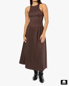 This halter midi dress has a fitted bodice with a high neck, a racerback, and a full-length skirt. Princess seams, gathering at the waist, and a smocked back panel help define the shapeMidi lengthFitted bodiceBalloon skirtPrincess seams at front and backBack smocking panelInvisible zipper at back Halter neckRacerback98% Cotton 2% SpandexDry clean only. This halter midi dress has a fitted bodice with a high neck, a racerback, and a full-length skirt. Princess seams, gathering at the waist, and a Balloon Skirt, Full Length Skirts, Halter Midi Dress, Princess Seams, Autumn Sales, Princess Seam, Nordstrom Store, Invisible Zipper, Fitted Bodice