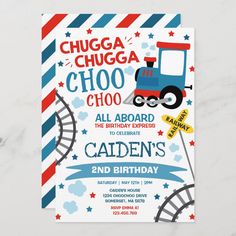 a birthday card with a train on it and the words chuga chuga two two