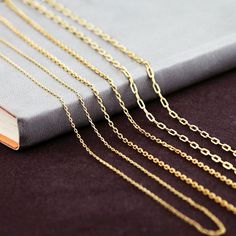 14k SOLID gold cable chain Long Link cable chain dainty | Etsy Gold Cable Chain Necklace, Ruby Jewelry Necklaces, Necklace Stacking, Dainty Chain Necklace, Solid Gold Chains, Necklace Layering, Layered Chains, Dainty Chain, Ruby Jewelry