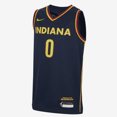 Pay tribute to your team in this Indiana Fever Jersey. Made from lightweight, sweat-wicking technology with squad colors and print, it helps keep you comfortable in a replica design of what Kelsey Mitchell wears on the court. Collegiate Cotton Jersey With Team Name, Throwback Cotton Jersey For Team Events, Basketball Team Logo Cotton Jersey, Cotton Basketball Jersey With Team Logo, Collegiate Cotton Jersey For Team Events, Throwback Team-colored Jersey For Team Events, Throwback Team Jersey For Sports Season, Team Spirit Cotton Jersey With Team Name, Cotton Team Jersey