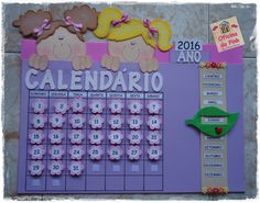 Lindo calendário feito em e.v.a. Velcro para prender os dias e o ano. Dias, meses e ano encapados com contact. Obs. Modelinho e cores de botões e fitas podem sofrer pequenas alterações. Funny Crafts For Kids, Preschool Learning, 9 And 10, Advent Calendar, Origami, Crafts For Kids, Preschool, Nursery