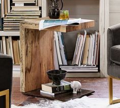 a living room filled with furniture and books