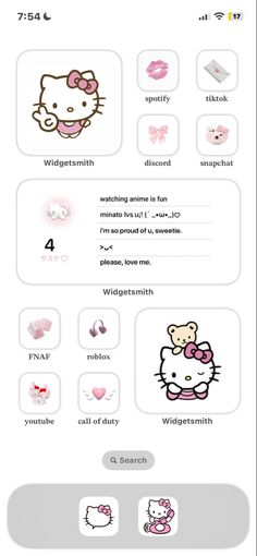 an info sheet with hello kitty images on it