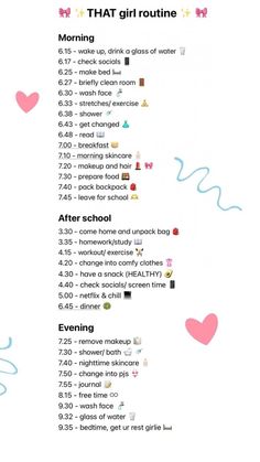 Morning Routine 630 To 730, Daily Routine Schedule For Healthy Lifestyle, To Do List Routine, Preppy School Routine List, Healthy School Routine, School Bedtime Routine, A Good Morning Routine Before School, Morning Routine For School 6:30 To 7:30, Best School Morning Routine