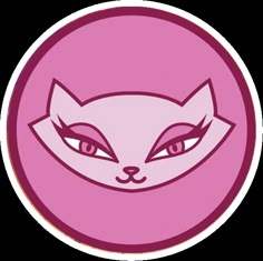 a pink circle with a cat's face in the center