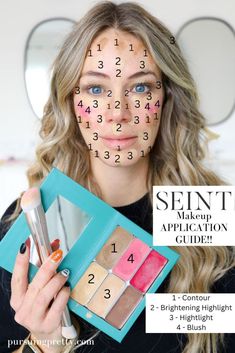 Seint Application Chart, Makeup Order Of Application Contour, Makeup Order Of Application, Seint Makeup Application Chart, Do You Contour Before Or After Foundation, Seint Makeup Application Diagram, Highlight Contour Blush Placement, Saint Makeup, Eyeshadow Techniques