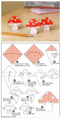 how to make origami mushrooms with pictures and instructions - step by step instruction