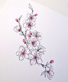 a drawing of some flowers on a piece of paper