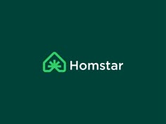 the logo for homestar is shown on a green background