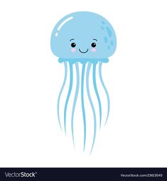 a cute blue jellyfish cartoon character