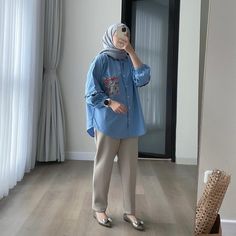 Outfit Ke Kampus, Denim Outfit Hijab, Kuliah Outfit, Casual Hijab Outfit