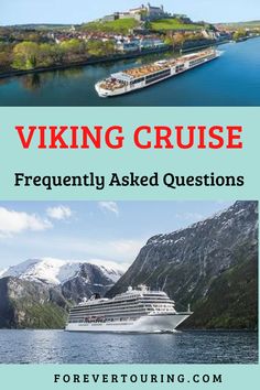 the cover of viking cruise frequently asked questions with an image of a ship in the background