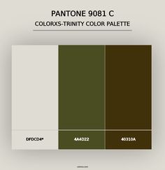 the pantone color scheme is shown in shades of green, brown and white