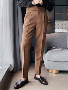 Men's Dress Pants Trousers Pleated Pants Suit Pants Gurkha Pants High Rise Plain Comfort Breathable Outdoor Daily Going out Vintage Elegant Black White 2024 - IDR Rp430301 Gurka Pants Men, Dress Pant Suit, Suit Pant, Fashion Business Casual