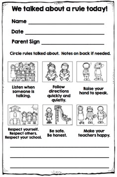 a printable worksheet to teach children about rules