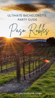 the ultimate bachelor party guide for paso robles in napa valley, california with text overlay that reads ultimate bachelor party guide