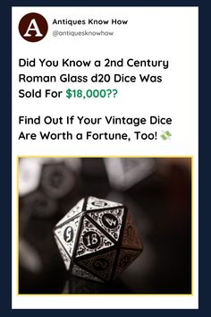 Learn how to spot a valuable vintage dice. If you are lucky, you might already own a hidden gem worth a lot! Dice Magic, Astrology Dice Meanings, 10 Sided Dice, Astrology Dice, D20 Dice, Roman Glass