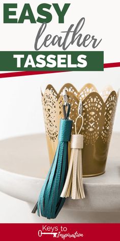 a paper crown with tassels on it and the text easy leather tassels