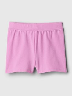 Soft cotton shorts with stretch.  Elasticized waist.  Easy, pull-on waist.  Sizes range from baby to toddler. Shorts With Built-in Shorts For Playwear, Stretch Cotton Pull-on Shorts, Gap Pink Cotton Bottoms, Playful Solid Short Bottoms, Playful Short Bottoms, Cotton Playtime Shorts, Pink Cotton Pajama Shorts For Playwear, Cotton Shorts For Playtime, Short Pajama Shorts With Elastic Waistband