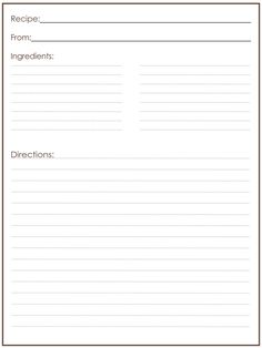 a recipe card with the words, ingredients and instructions