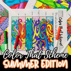 the color that scheme for summer edition is shown with markers and pencils next to it