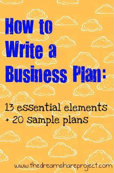 how to write a business plan with the title in blue and yellow, on an orange background