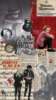 60s Punk Aesthetic, Punk Asethic Wallpaper, Punk Rock Moodboard, Punk Layout Design, 1970s Punk Aesthetic, Music Rock Aesthetic, Punk Moodboard Fashion, Punk Collage Graphic Design, Punk Magazine Cover